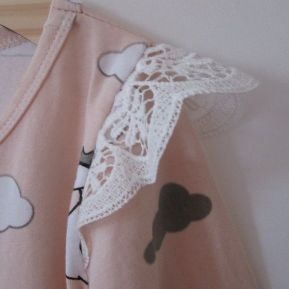 SHEIN Girls Pink Leotard Mesh Tutu White Geese Gray Clouds Print Size 90… - Picture 5 of 9
